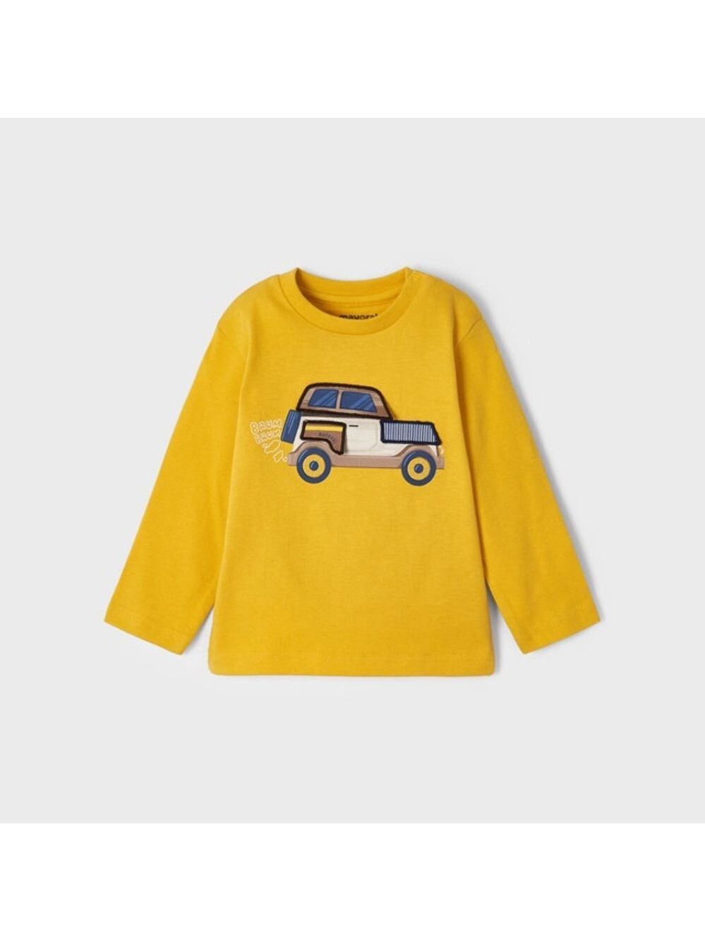 Size 24 months Baby Mayoral Yellow Long Sleeve Tee with Car Design